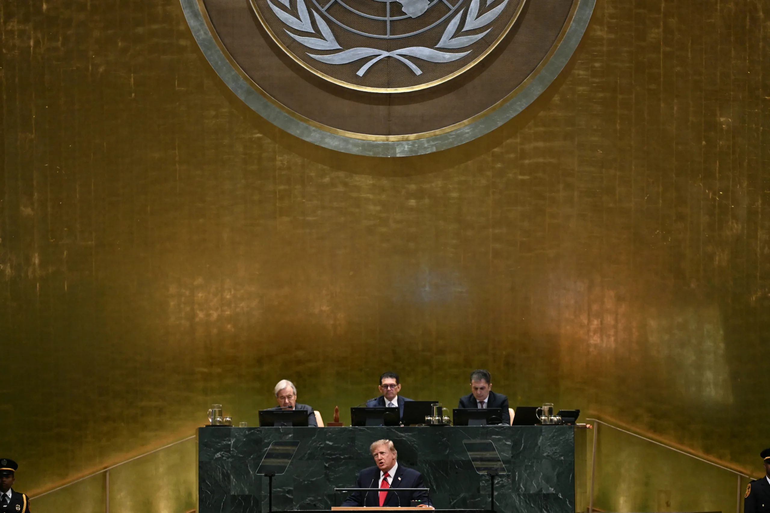 Donald Trump durante discurso na Assembleia Geral da ONU, nesta terça-feira (22).