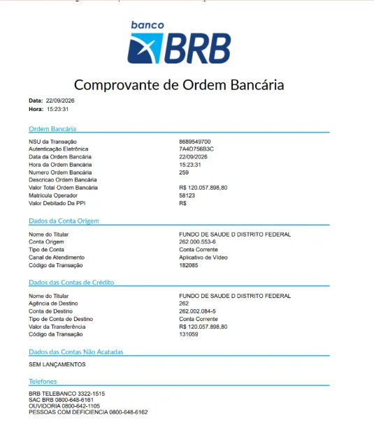 Comprovante do BRB