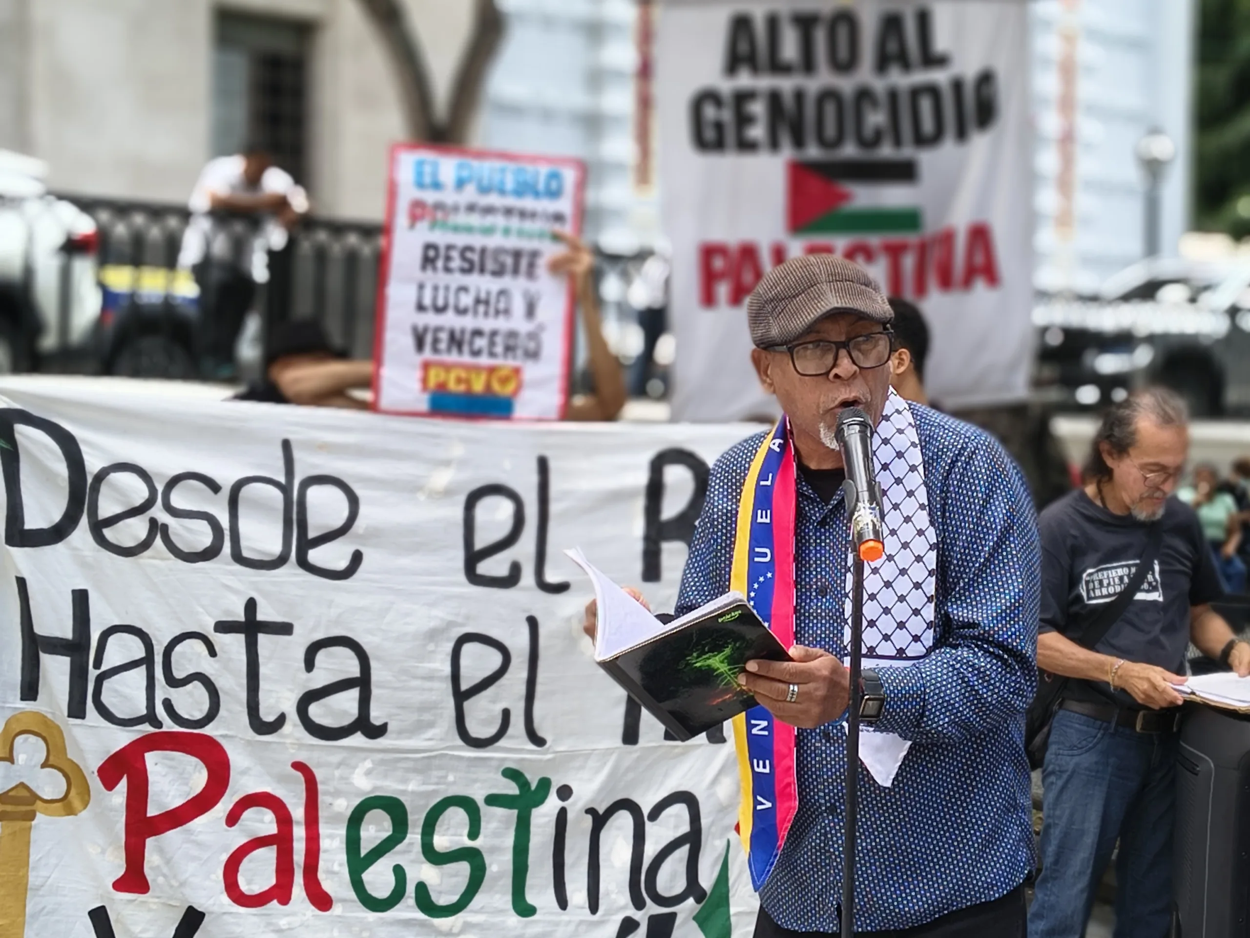 Ato contra o restabelecimento de relações com Israel ocorreu na Praça Bolívar de Caracas, nesta quinta-feira, 3 de agosto de 2026.