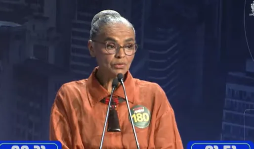 A candidata ao Senado Marina Silva durante debate do Estadão.