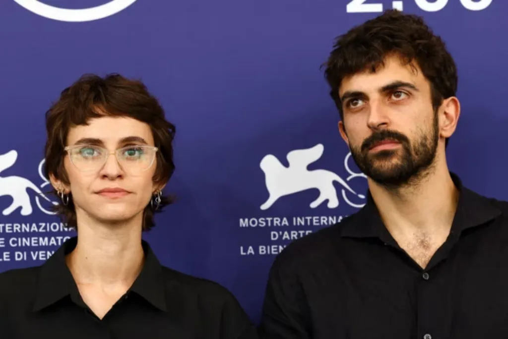 Os cineastas Rachel Szor e Yuval Abraham no Festival de Veneza para a estreia do filme "NAZA"