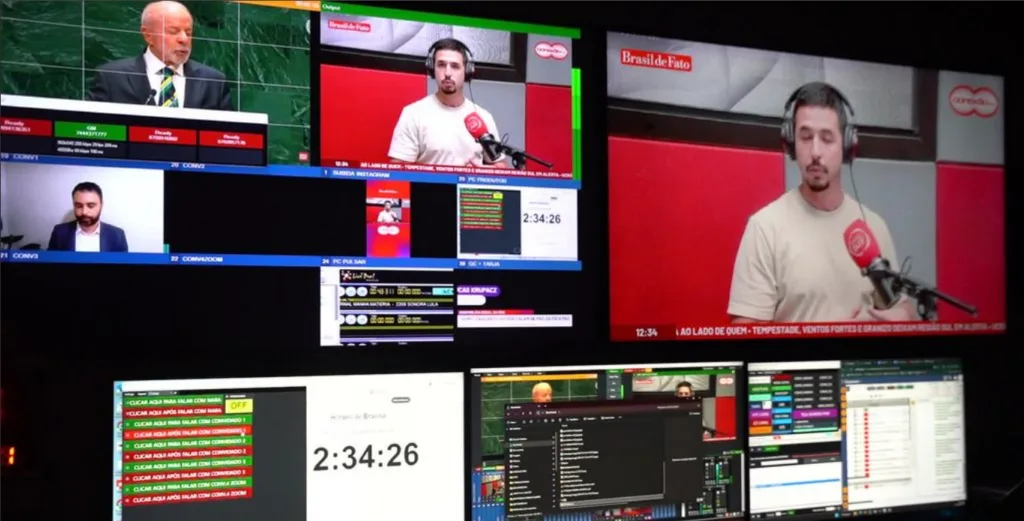 Bastidores da Rádio Brasil de Fato