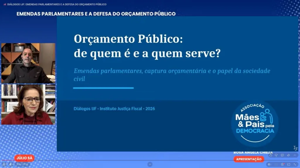 O debate integra o ciclo Diálogos IJF e aprofunda temas relacionados à tributação, ao orçamento público e às escolhas sobre quem financia o Estado