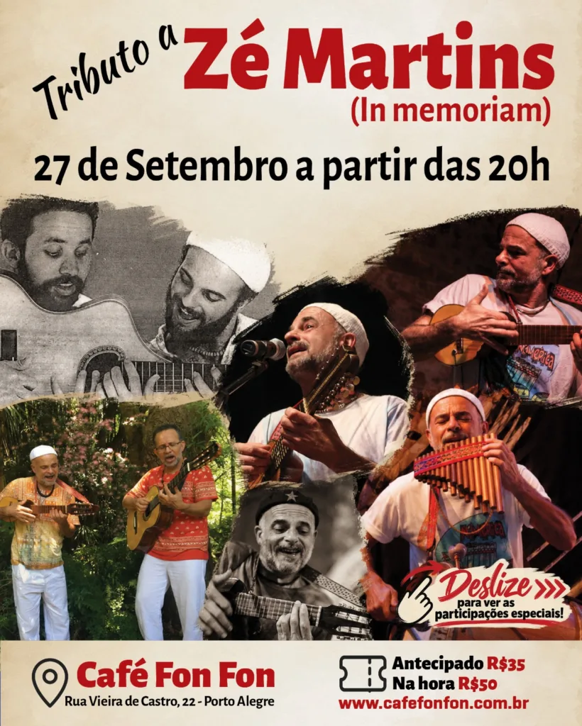 Tributo a Zé Martins (In Memoriam) será no dia 27 de setembro