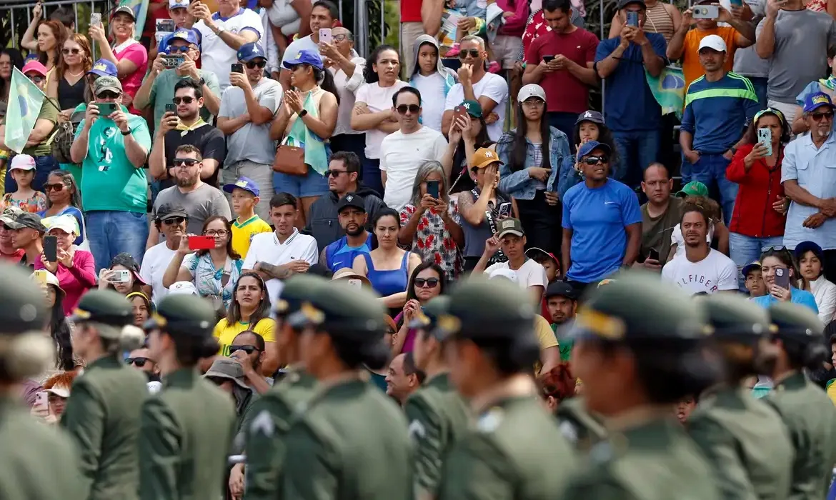 Desfile é realizado ao longo da Esplanada dos Ministérios, em Brasília