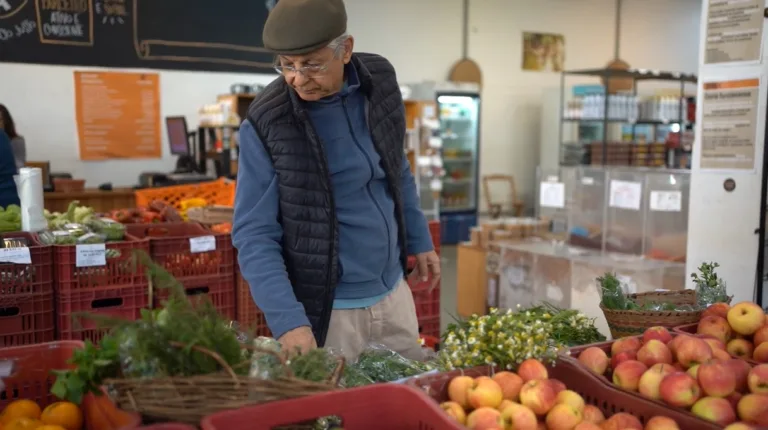 O aposentado Vanderlei Garcia faz suas compras semanais no Baru.