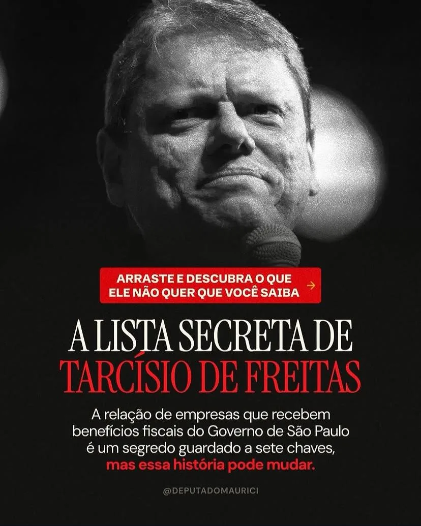Post que o governador Tarcísio de Freitas tentou censurar.