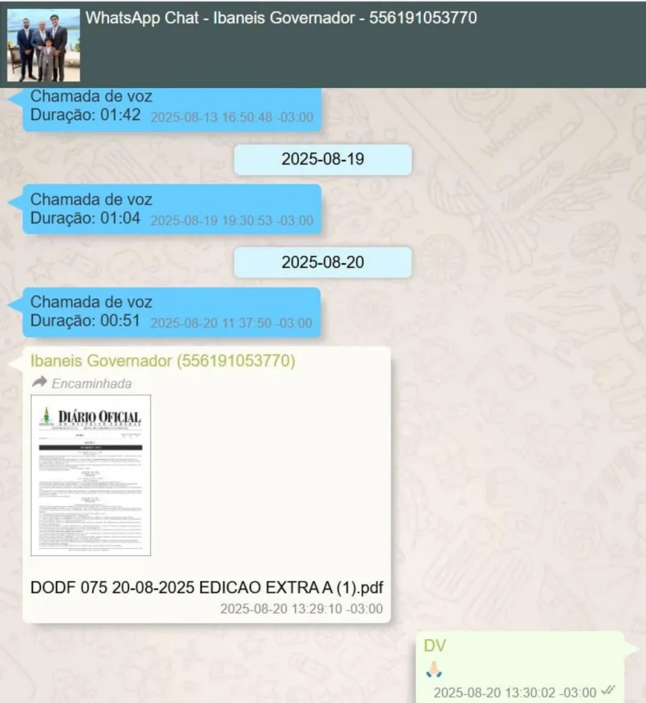 Ex-governador enviou a Vorcaro edição do DODF com a lei que autorizava a operação