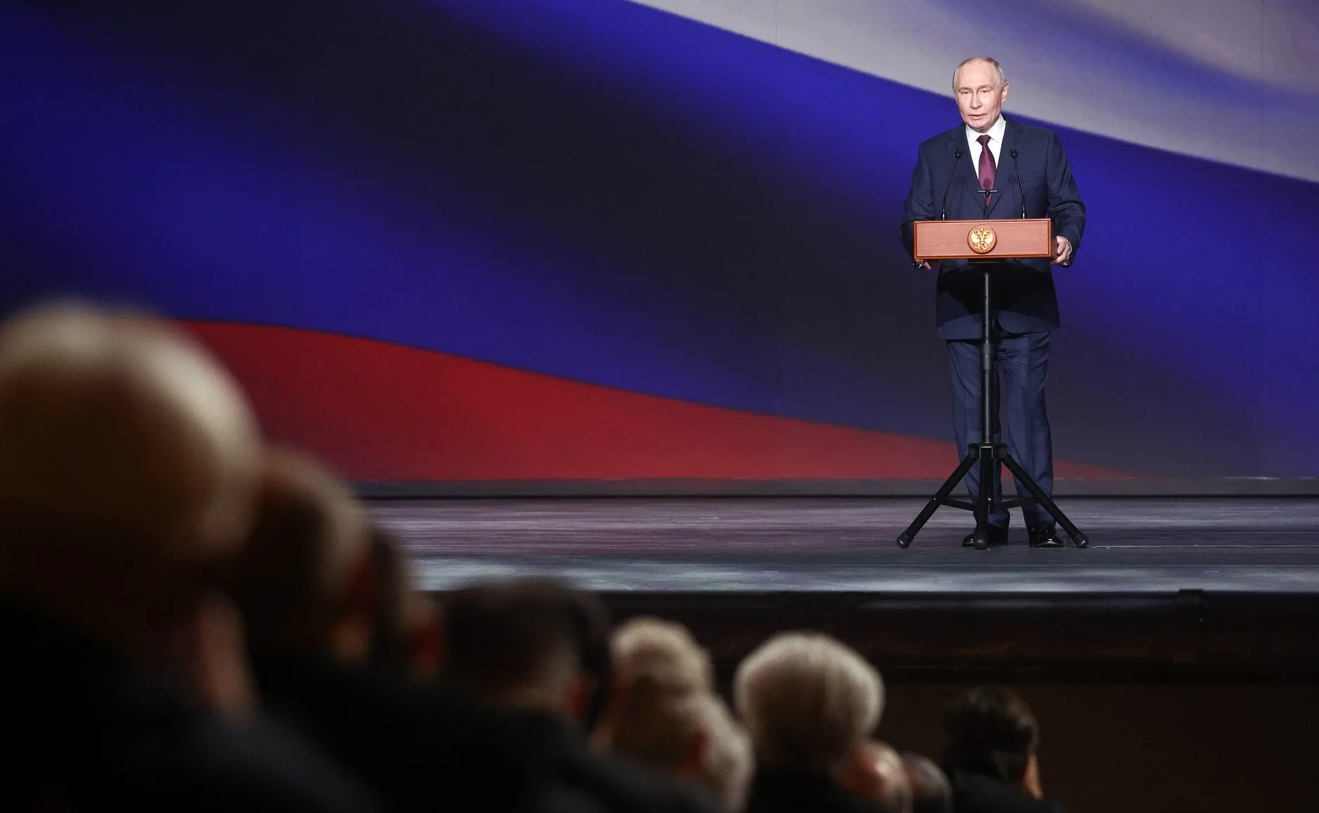 Presidente russo, Vladimir Putin, participa de evento no Teatro Bolshoi, em Moscou, em 22 de outubro de 2026