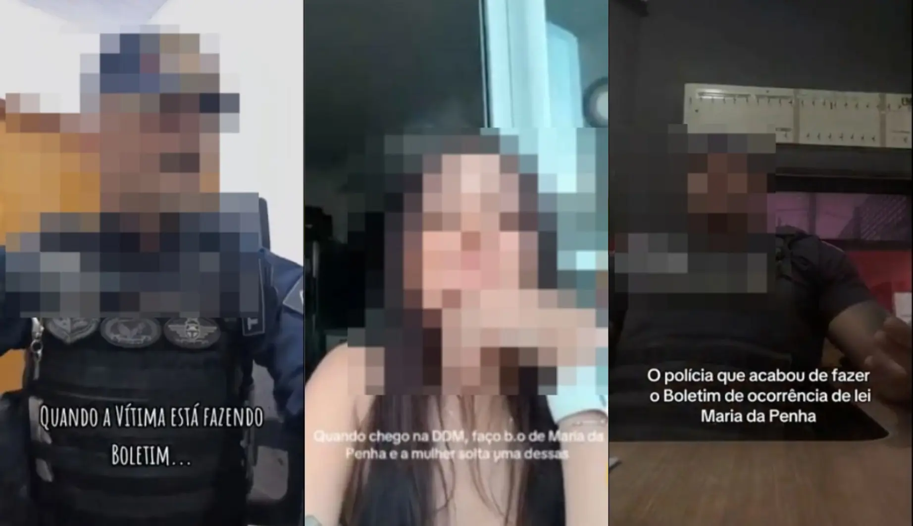Montagem de vídeos que combinam referências ao registro de violência doméstica com áudios de declarações de amor.
