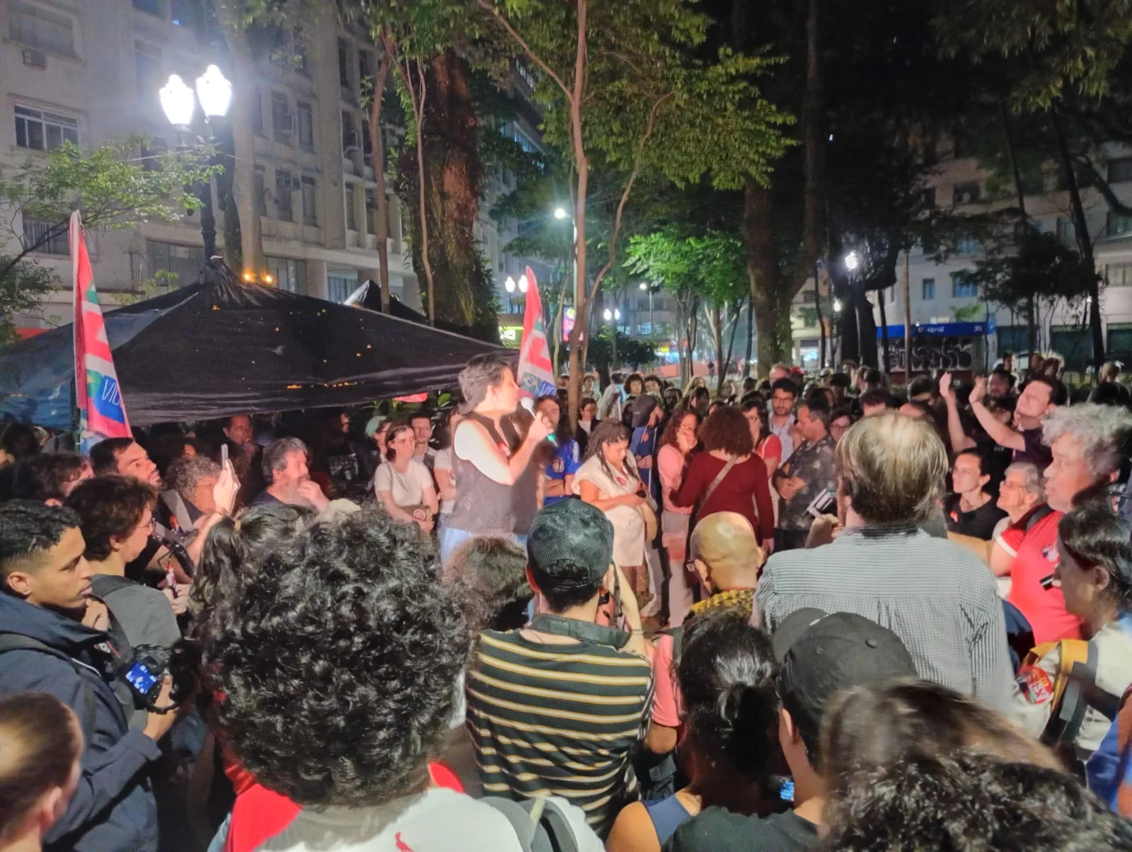 Ato 'Virada na Metrópole' no centro de São Paulo.