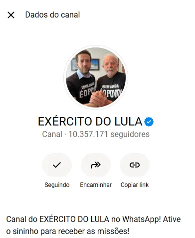 Canal do WhatsApp cirado pelo deputado André Janones.