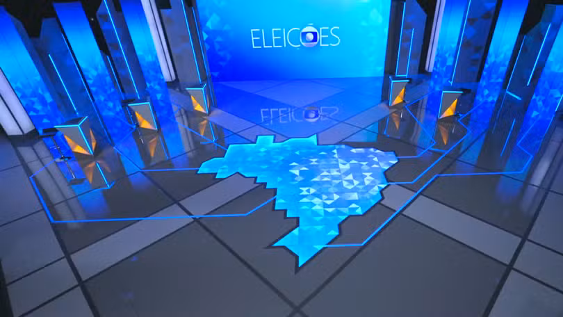 Estúdio da Globo pronto para debate que foi cancelado.