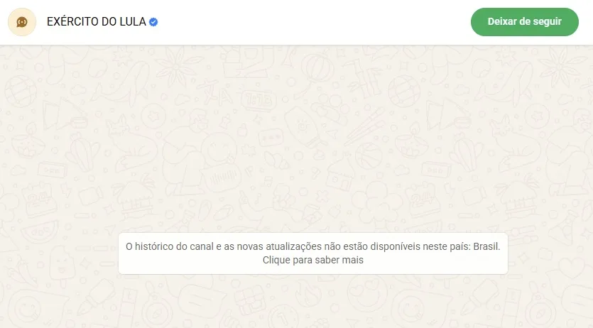 Canal "Exército do Lula" ficará inativo por 48 horas