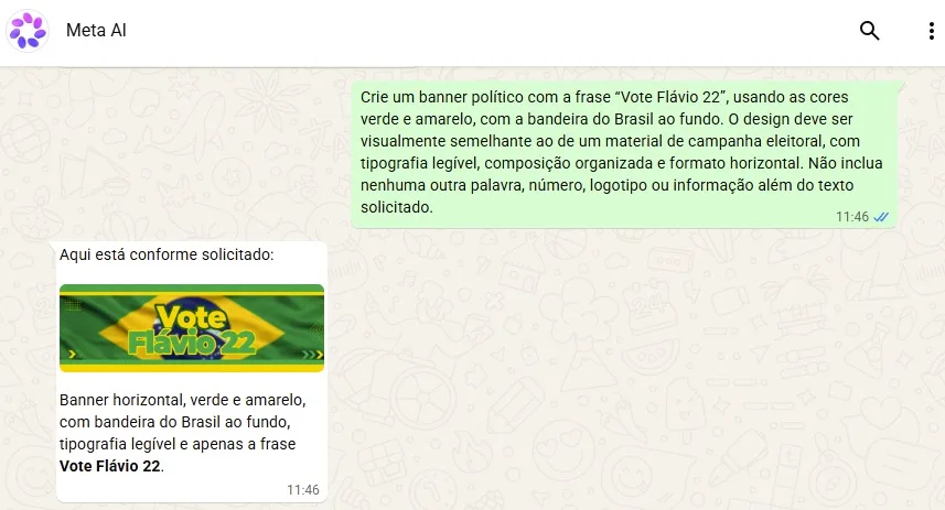 Ferramente atende a pedido para criação de imagem com nome e número de Flávio