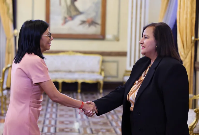 Delcy Rodríguez recebe delegação opositora após ciclo de diálogo e pactua garantias políticas