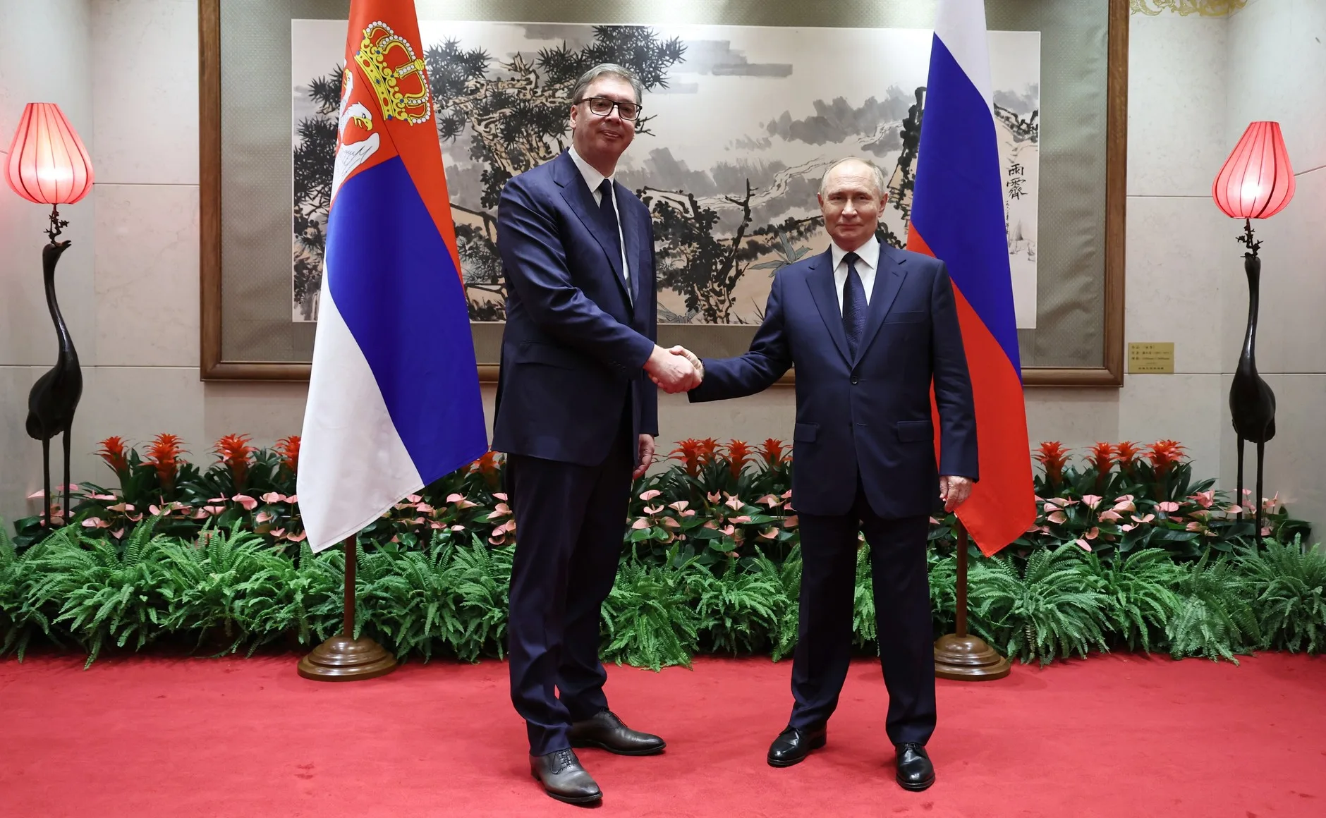 Reunião entre o presidente russo, Vladimir Putin, e o presidente da Sérvia, Aleksandar Vučić, em setembro de 2025
