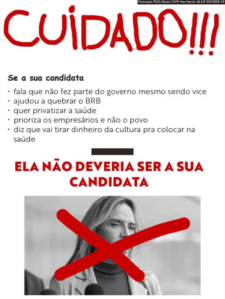 Publicação feita por Max Maciel (Psol-DF) em 2 de outubro, dois dias antes do primeiro turno